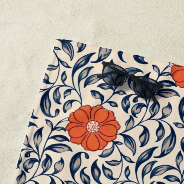 Seamless floral pattern with vibrant orange flower strandtuch (Beispiel)