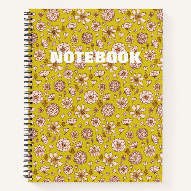 Seamless Floral pattern yellow Notizbuch (Vorderseite)