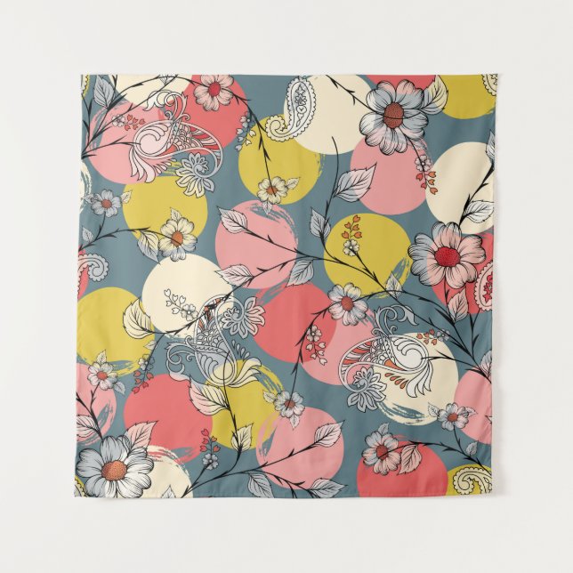 Seamless flower pattern on backgroundfloral, patte wandteppich (Vorderseite)