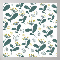 Seamless flowers background in Scandinavian style.