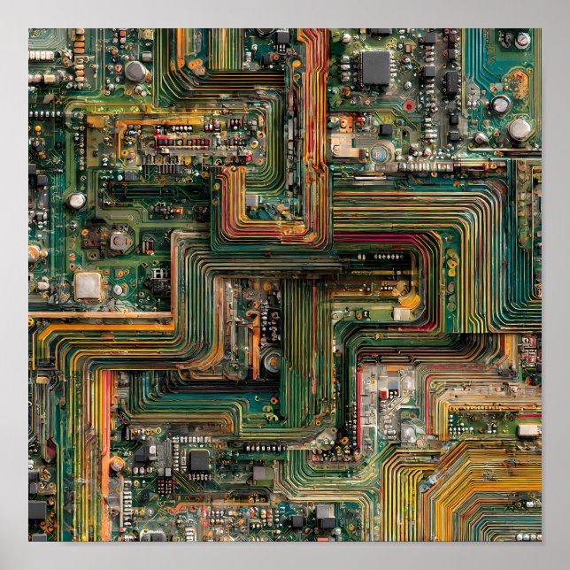 Seamless Fractured Tech: Bent Circuit Boards  Poster (Vorne)