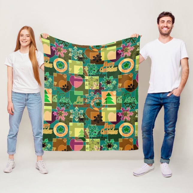 Seamless Fröhliche Weihnachten Schneeflocke dunkel Fleecedecke (Beispiel)