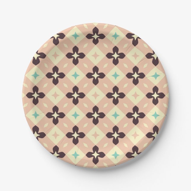 Seamless geometric floral  pattern pappteller (Vorderseite)