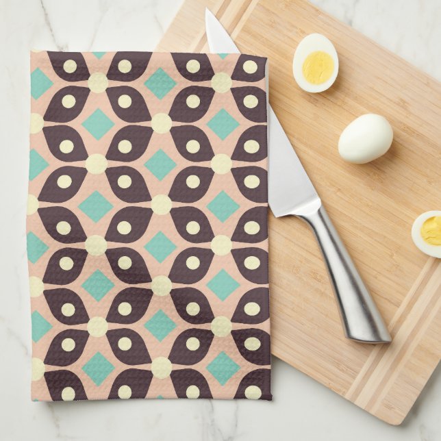 Seamless geometric pattern in dark brown leaf  geschirrtuch (Viertel Falte)
