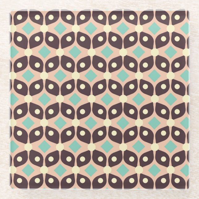 Seamless geometric pattern in dark brown leaf  glasuntersetzer (Vorderseite)