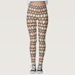 Seamless geometric pattern in dark brown leaf  leggings