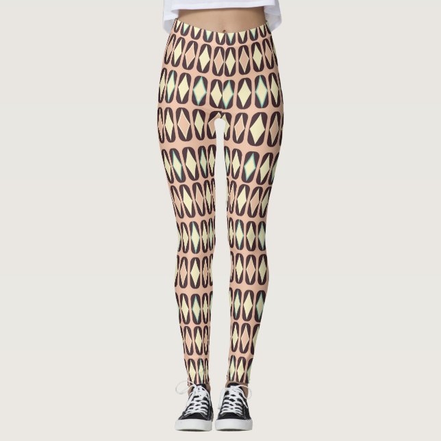 Seamless geometric pattern in dark brown leaf  leggings (Vorderseite)