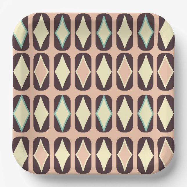 Seamless geometric pattern in dark brown leaf  pappteller (Vorderseite)