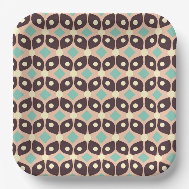 Seamless geometric pattern in dark brown leaf  pappteller (Vorderseite)