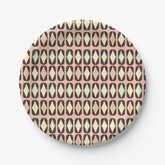 Seamless geometric pattern in dark brown leaf  pappteller (Vorderseite)