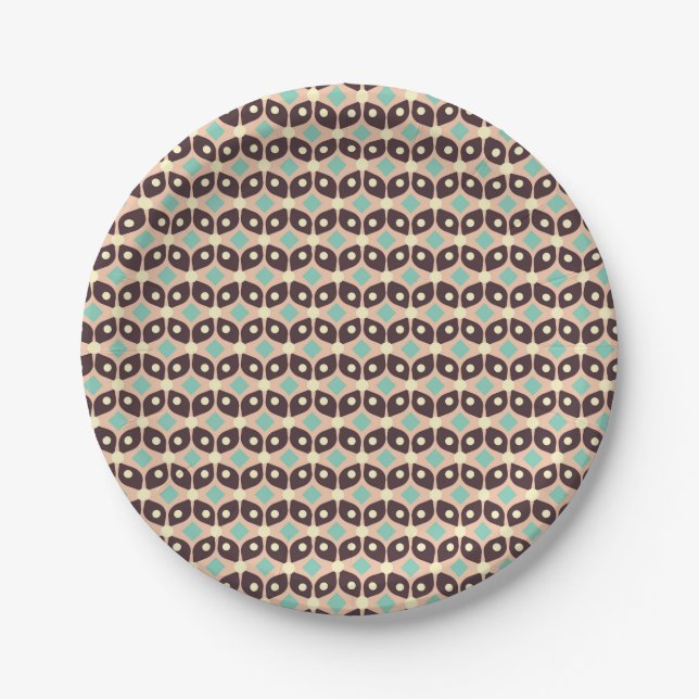 Seamless geometric pattern in dark brown leaf  pappteller (Vorderseite)