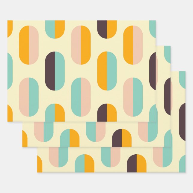 Seamless geometric pattern in retro vibes geschenkpapier set (Set)