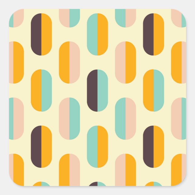 Seamless geometric pattern in retro vibes quadratischer aufkleber (Vorderseite)