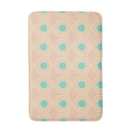 Seamless geometric pattern with teal pentagons badematte