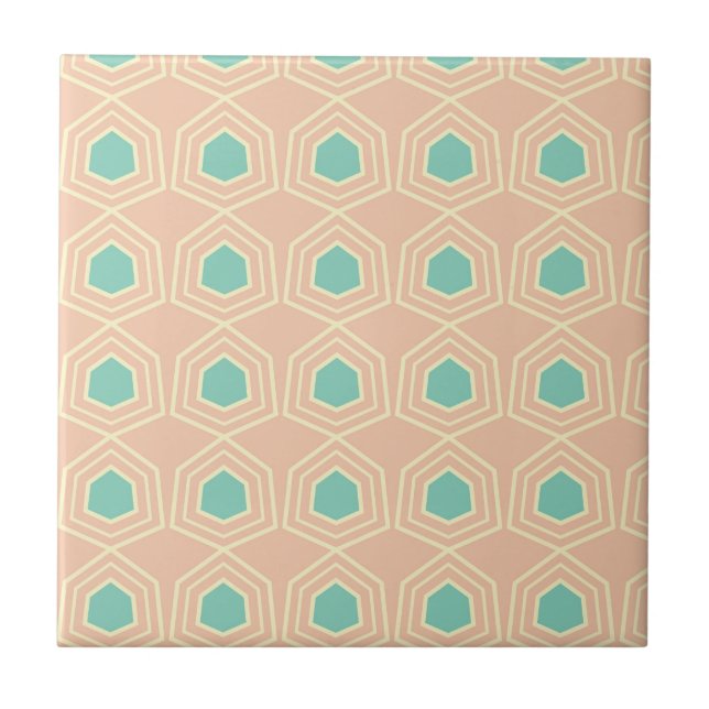 Seamless geometric pattern with teal pentagons fliese (Vorderseite)