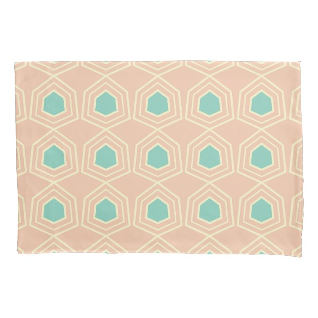 Seamless geometric pattern with teal pentagons kissenbezug (Vorderseite-Links)