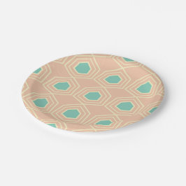 Seamless geometric pattern with teal pentagons pappteller