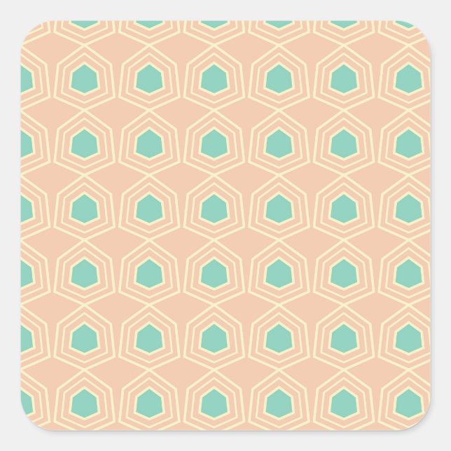 Seamless geometric pattern with teal pentagons quadratischer aufkleber (Vorderseite)