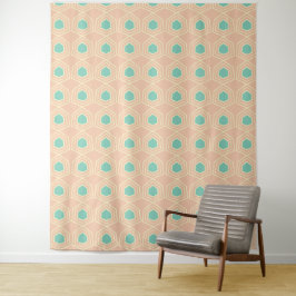 Seamless geometric pattern with teal pentagons wandteppich