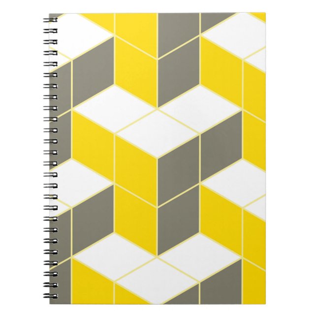 Seamless Graue und gelbe isometrische Kubiktrident Notizblock (Vorderseite)