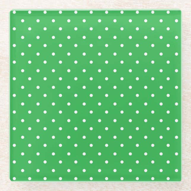 Seamless green background polka dot pattern glasuntersetzer (Vorderseite)