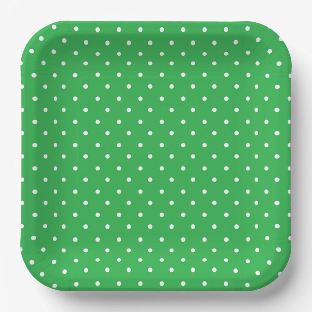 Seamless green background polka dot pattern pappteller (Vorderseite)
