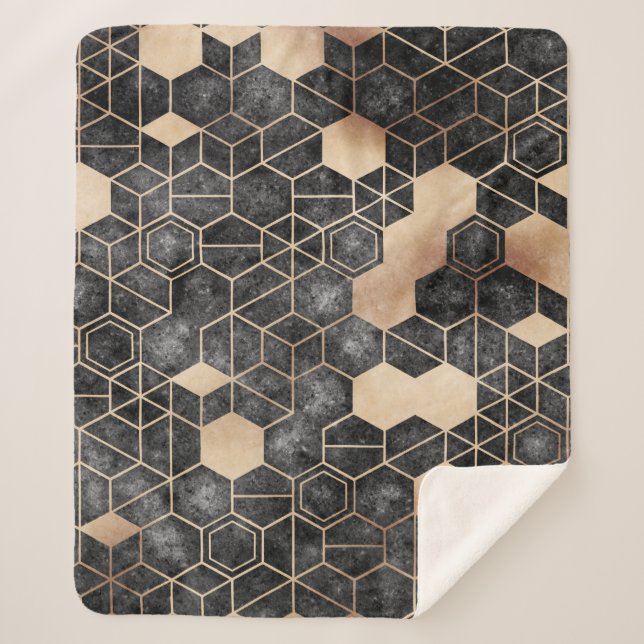 Seamless grungon hexagon Muster isometrische Geome Sherpadecke (Vorderseite)