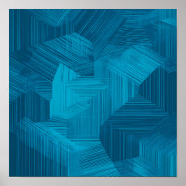  Seamless High-Contrast Cyan Grid Tiling Pattern Poster