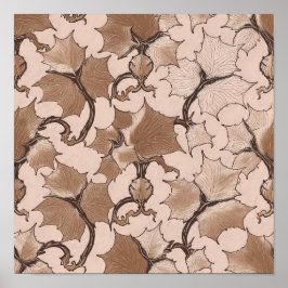 Seamless High-Contrast Sepia Ivory Tiling Pattern Poster
