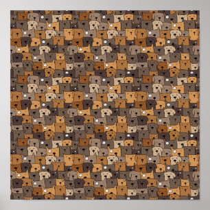 Seamless Kawaii Hunde Poster