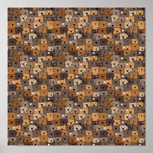 Seamless Kawaii Hunde Poster (Vorne)