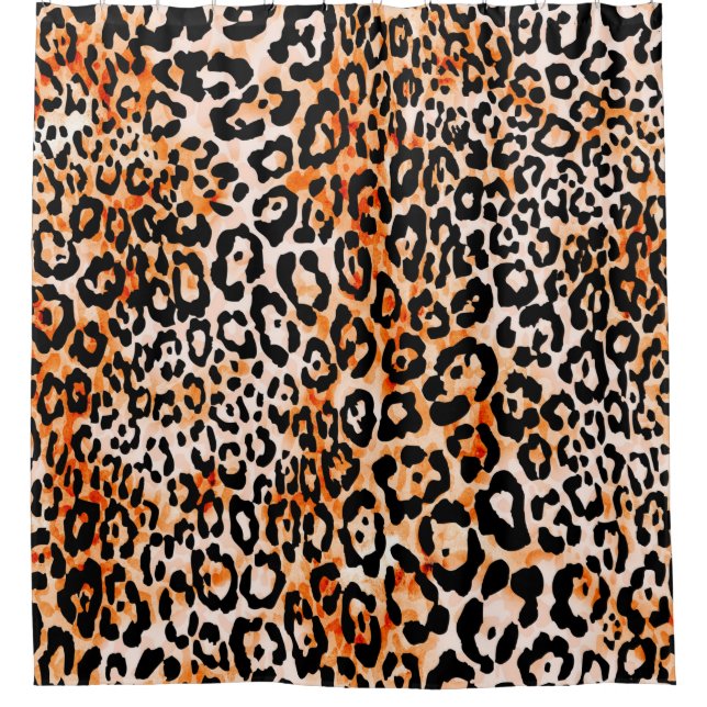 Seamless leopard pattern, hand drawing animal prin duschvorhang (Vorderseite)