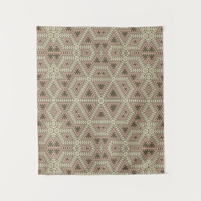 Seamless-Mosaik-abstrakt-Kaleidoskop-Beige-Triang Wandteppich (Vorderseite)