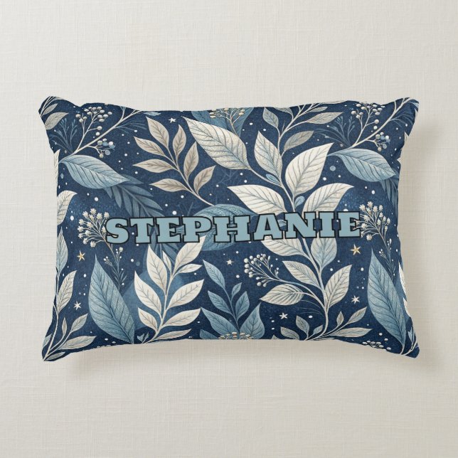 Seamless Night Garden Botanisches Muster Dekokissen (Vorderseite)