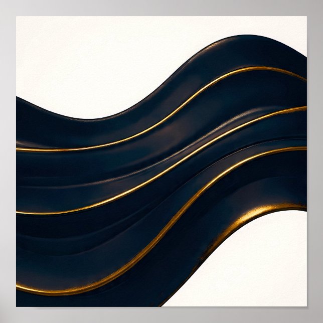 Seamless Opulent Flow Onyx and Gold Pattern Poster (Vorne)