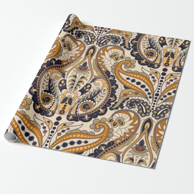 Seamless Paisley floral pattern. Colorful ornament Geschenkpapier (Ungerollt)