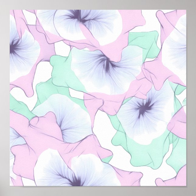 Seamless Pastel Lace Layering Fabric and Paper Poster (Vorne)