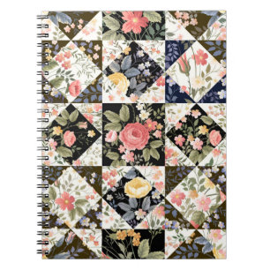 seamless patchwork pattern with flowers notizblock