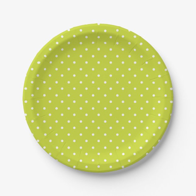 Seamless pattern  bright lime polka dot pattern pappteller (Vorderseite)