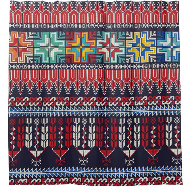 Seamless pattern design with traditional Palestini Duschvorhang (Vorderseite)