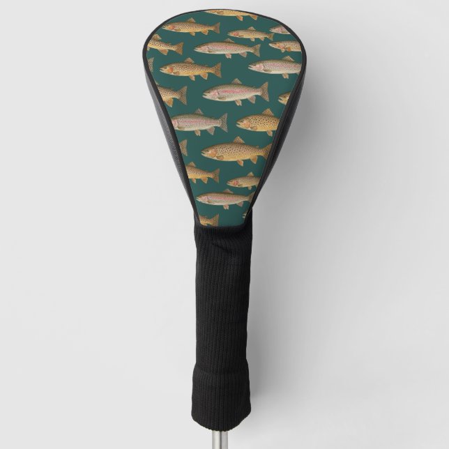 Seamless Pattern Fishing Lover  – Trout Fishing    Golf Headcover (Vorderseite)