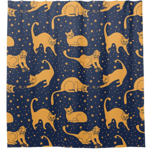 Seamless pattern, funny in everyday poses, pl duschvorhang (Vorderseite)