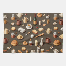 Seamless pattern of breakfast and tea sets geschirrtuch