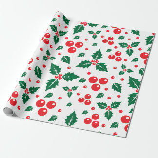 Seamless pattern of holly berry leaves geschenkpapier