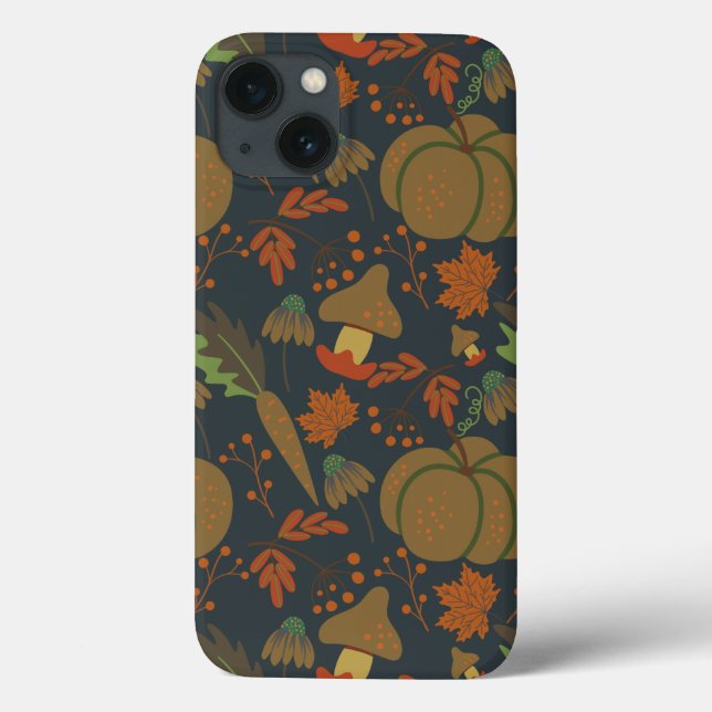 Seamless pattern Pumpkin & carrot dark background Case-Mate iPhone Hülle (Rückseite)