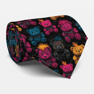 Seamless Pattern Rebellis Punk Rock Teddies Krawatte