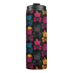 Seamless Pattern Rebellis Punk Rock Teddies Thermosbecher