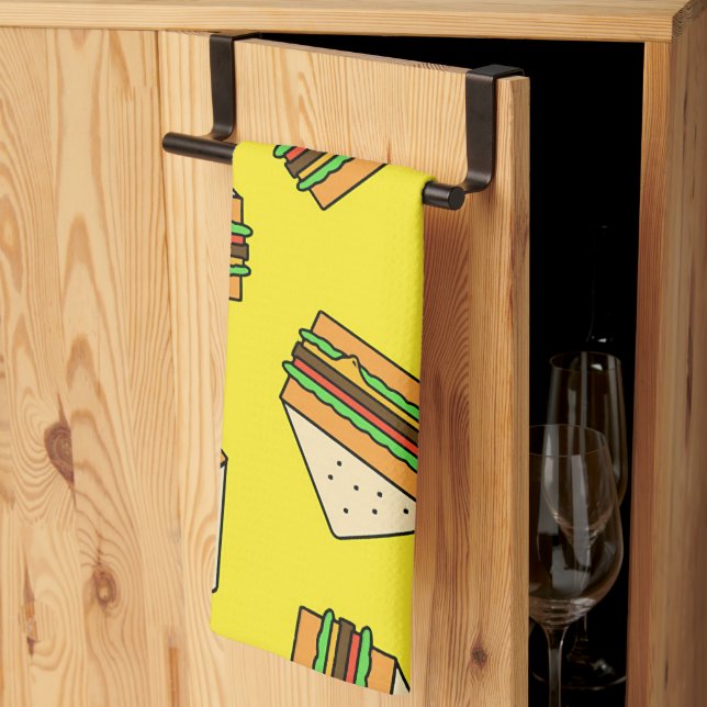Seamless Pattern Sandwich Puns | Sandwic Geschirrtuch (Drittel gefaltet)