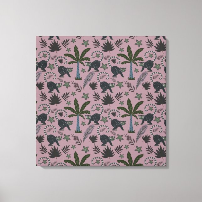 Seamless pattern Tropical animals monkey jumping Leinwanddruck (Vorderseite)