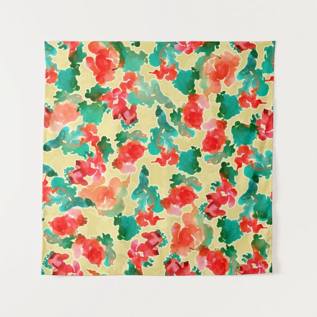 Seamless pattern with Abstract flowers drawn by a  Wandteppich (Vorderseite)